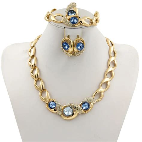 2017 New Listing Bold Bridal Blue Crystal Vintage Necklace Bracelet