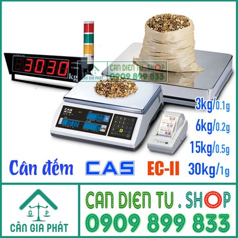 Cân đếm điện tử Cas EC II 3kg 6kg 15kg 30kg có cổng kết nối Rs232