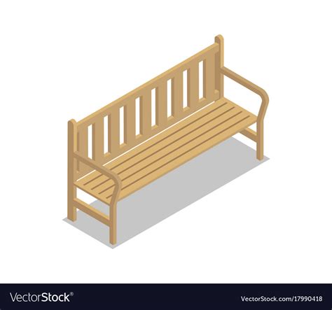 Park Wooden Bench Isometric 3d Icon Royalty Free Vector