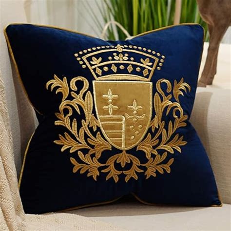 Avigers X Inch Embroidery Velvet Cushion Cover Shield Luxury