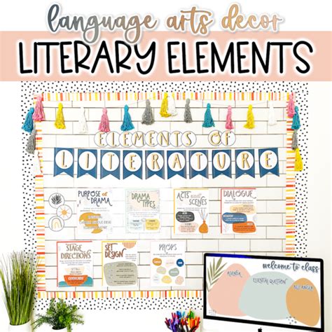 Boho Literary Elements Language Arts Poster Set For Middle School