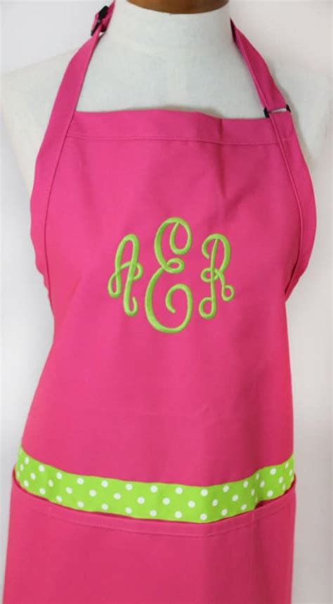 Items Similar To Monogrammed T Womens Hot Pink Apron Personalized