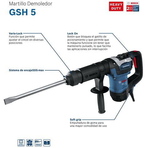 Martillo Demoledor Bosch 7 5J 1100W SDS Max GSH 5 Maquitec De Colombia