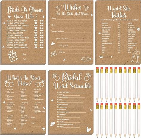 Amazon Pieces Rustic Kraft Bridal Shower Bachelorette Games