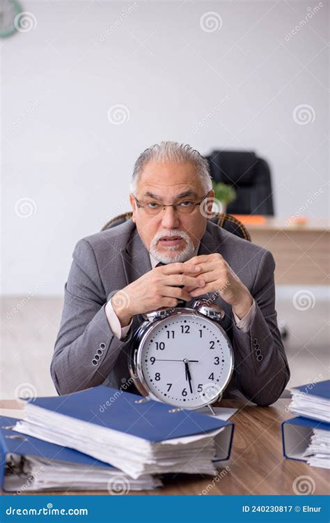 Old Male Employee In Time Management Concept Stock Image Image Of