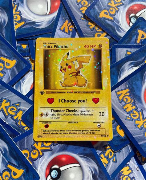 Thicc Pikachu Holographic Pokemon Card Custom Made - Etsy