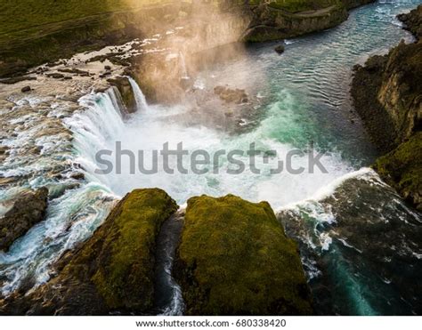 Godafoss Iceland Aerial Sunset Drone Stock Photo 680338420 | Shutterstock