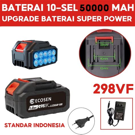 Jual ECOSEN New Baterai Litium 98VF 198VF 199VF Li Ion Batrai Bor