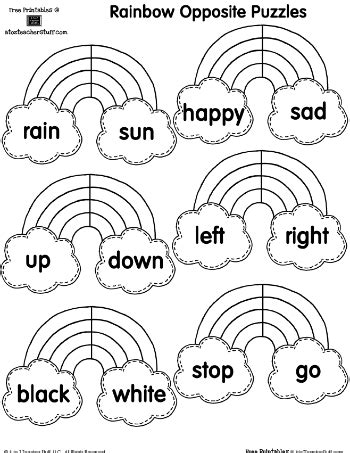 Opposites Pictures Printable