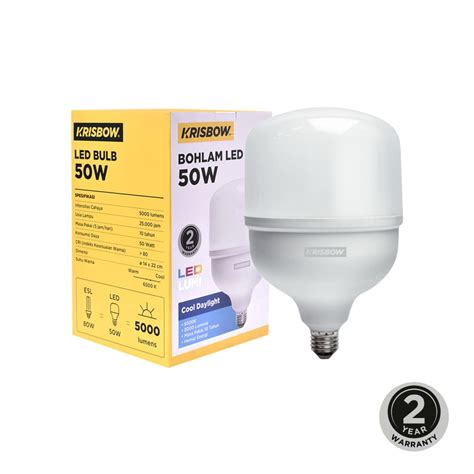 Jual Krisbow Lumi Bohlam Led High Power 50 Watt Cool Daylight Terbaru