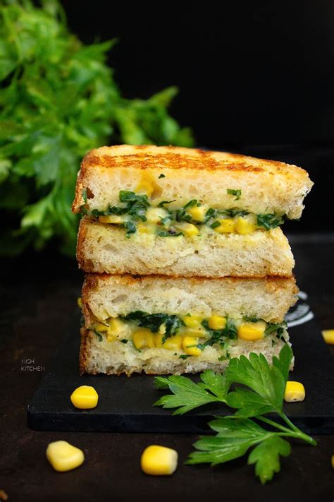 Spinach And Corn Sandwich Video Nish Kitchen