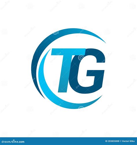 Initial Letter TG Logotype Company Name Blue Circle And Swoosh Design