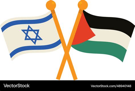 Palestine and israel flags crossed Royalty Free Vector Image