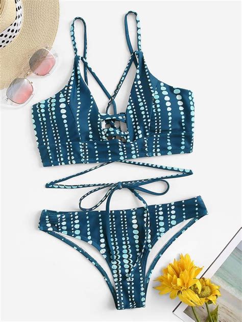 Lace Up Back Top With Low Rise Bikini Set Bikini Set Low Rise Bikini