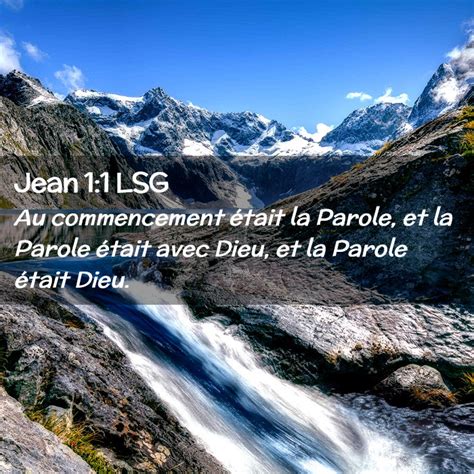 Jean Lsg Au Commencement Tait La Parole Et La Parole