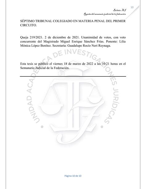 Boletín Xi Reseña Penal Del Semanario Judicial De La Federación 2022