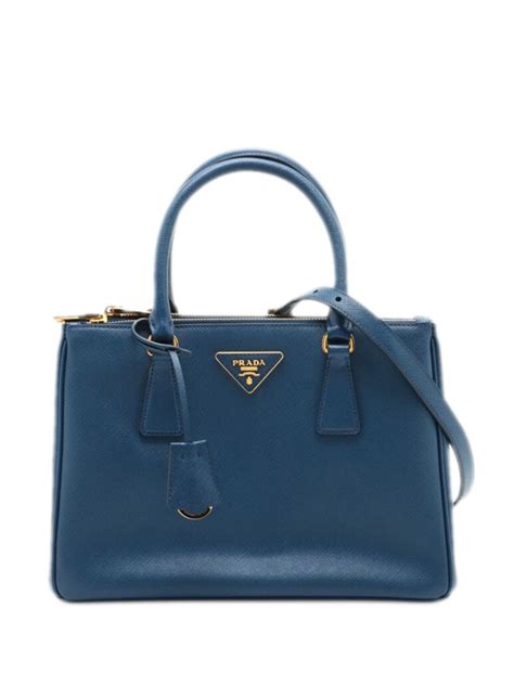 Prada Pre Owned Triangle Logo Two Way Hangbag Blue Farfetch