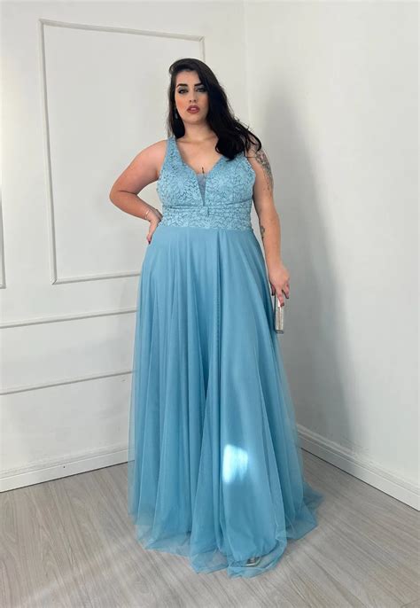 Vestido Longo De Festa Madrinhas Plus Size Regata Renda La O Marlenne