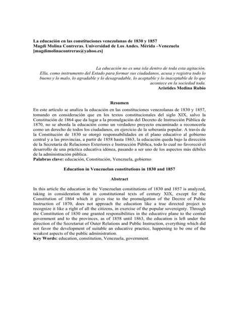 La educación en las constituciones venezolanas de