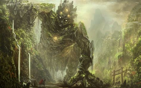 Knight facing a forest creature wallpaper - Fantasy wallpapers - #46373