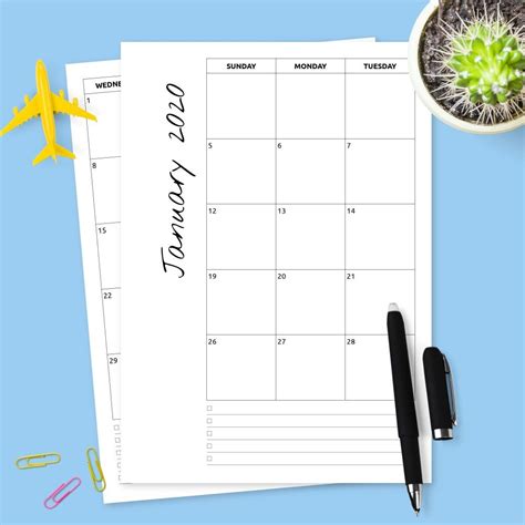 Minimalist Monthly Calendar Template - Printable PDF Unique Calendar ...