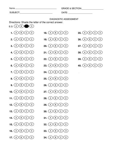 Items Bubble Answer Sheet Prentice Hall Inc All Rights