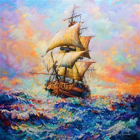 The Captain's Story — Original Ship painting on canvas by Leon Devenice ...