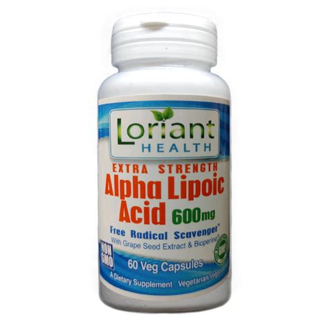 Alpha Lipoic Acid 600 60 Capsules Loriant Health