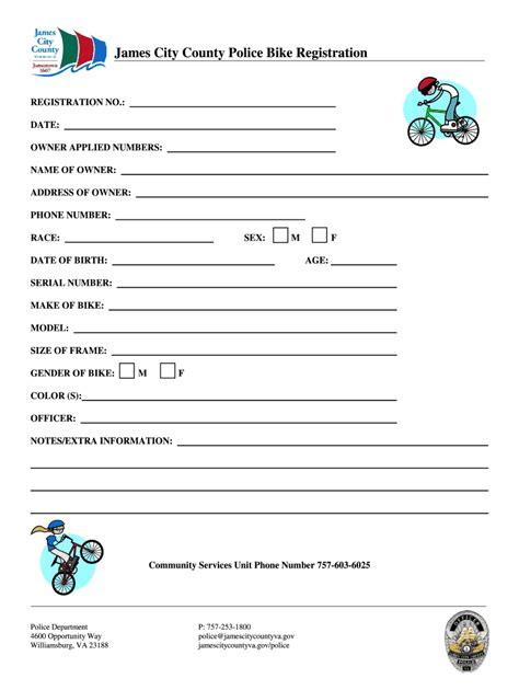 Fillable Online Jamescitycountyva JCC Police Bike Registration Fax