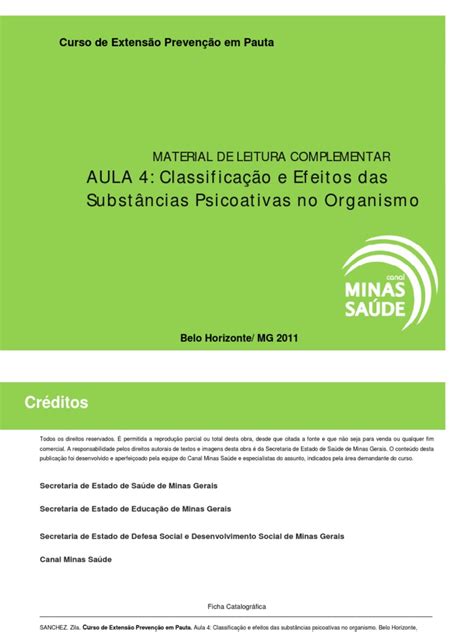 Módulo 3 Aula 4 Classificação E Efeitos Das Substâncias