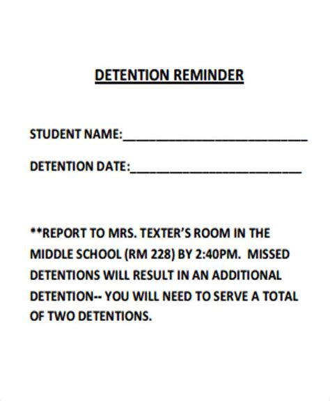 8 Detention Notice Templates Free Sample Example Format Download