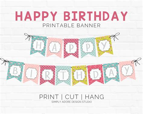 Floral & Pastel Printable Birthday Banner DIY Birthday Banner Instant ...