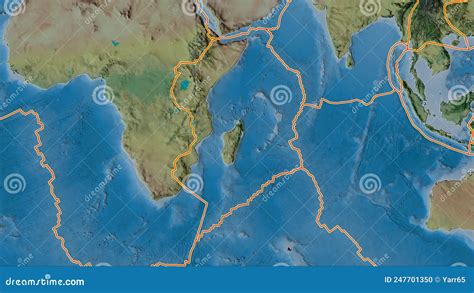 Placa Tectónica Somalí Topografía Primero Los Bordes Proyección Van