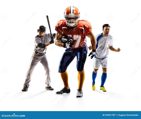 Multi Sport Collage Soccer American Football Baseball Stock Image