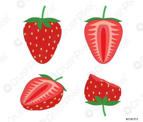 Vector Illustration Of Set Fresh Strawberry Isolated On White