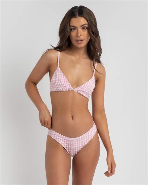 Shop Billabong Wave Check Trilette Bikini Top In Bubble Gum Fast