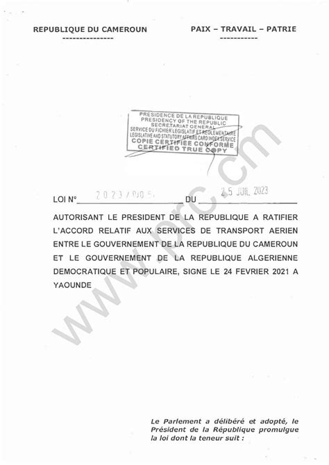 Loi N°2023 005 Du 25 Juillet 2023 Autorisant Le Président De La