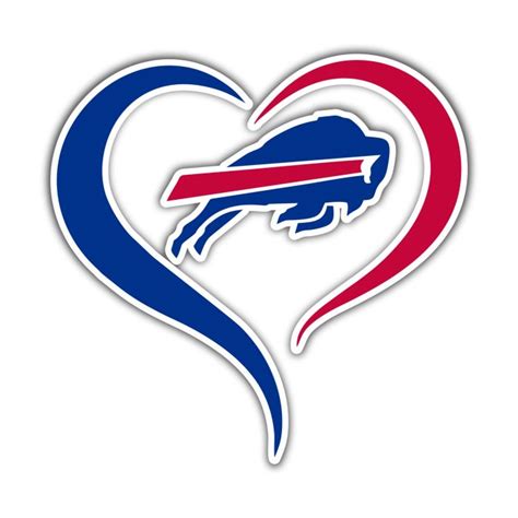 Buffalo Bills Heart Full Color Vinyl Sticker Custom Size Sports