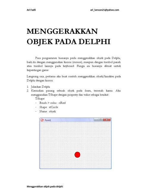 PDF AriFadli Menggerakkan Objek Pada Delphi DOKUMEN TIPS