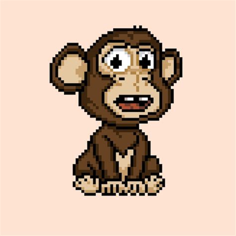 Singe De Vecteur Dans Le Style Pixel Art Vecteur Premium