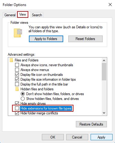 Show Or Hide Files Name Extension In Windows