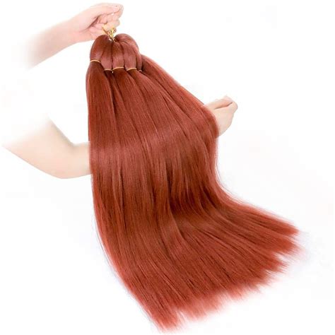 Zeral Pre Stretched Braiding Hair 28 Inch 6 Packs Red Copper Yaki Straight Texture