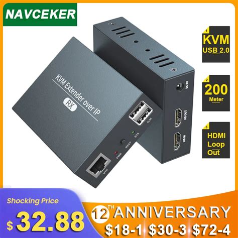 Navceker Hdmi Kvm Extender Over Ip Rj Jaringan Ethernet Kvm