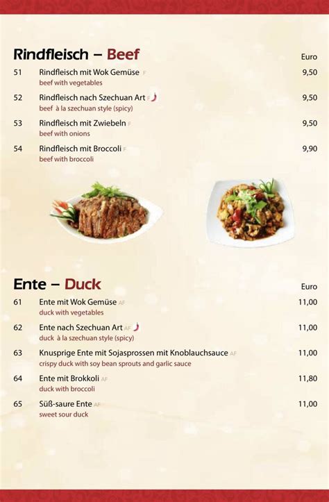 Speisekarte von Chinarestaurant Sun Wien Döblinger Hauptstrasse 90