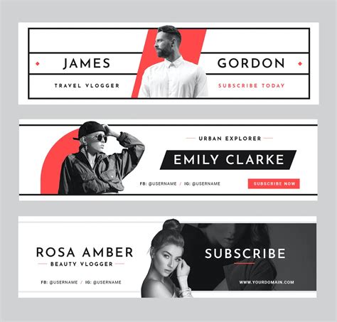 Minimal Youtube Channel Cover Templates Psd Youtube Banner Design