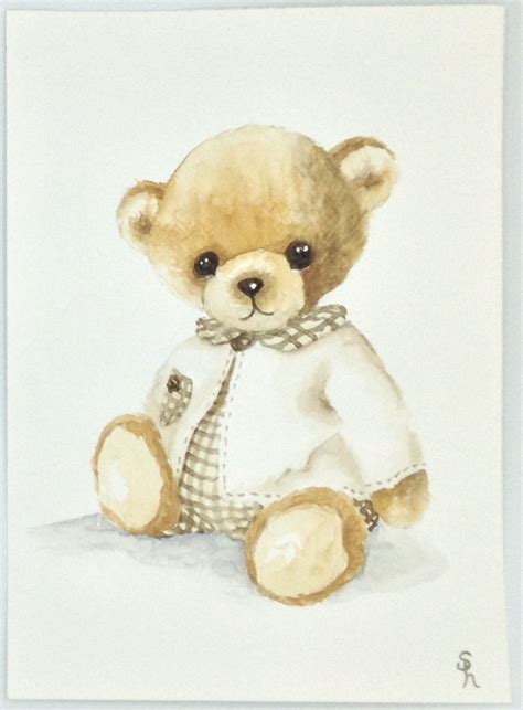 Aquarelle Nounours Etsy France Art D Ours Dessin Enfant