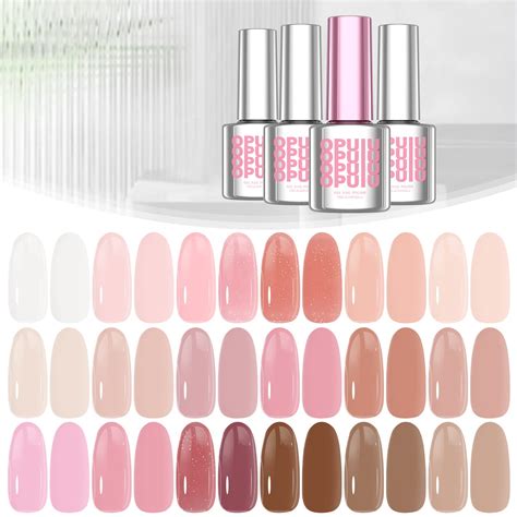 Opuiu Pcs Jelly Nude Pink Gel Nail Polish Kit Natural Neutral