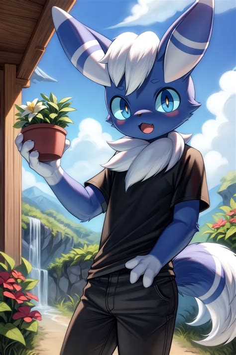 AI Art: Meowstic male with a flower pot in your hand by @user ...