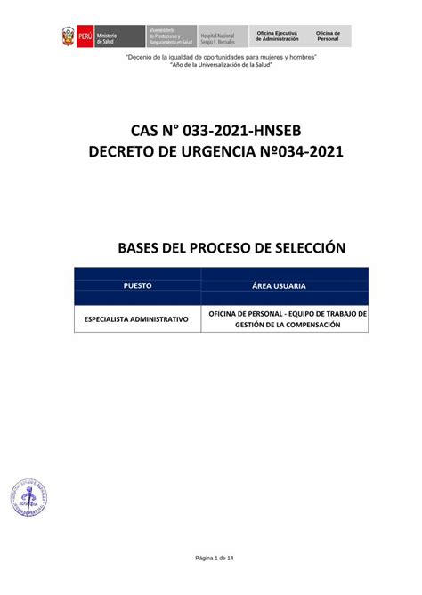 Pdf Cas N° 033 2021 Hnseb Decreto De Urgencia Nº034 2021 Dokumen Tips