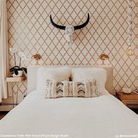 25 Luxurious Bedroom Feature Wall Stencils - DIY Painted Accent Walls